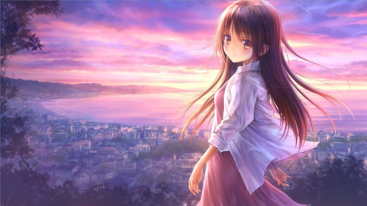 Anime girl với mái tóc dài