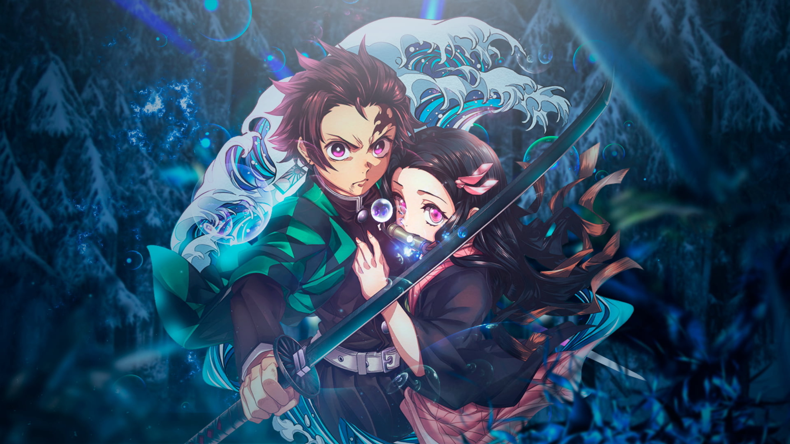 Hình nền hai anh em Tanjiro và Nezuko trong Kimetsu No Yaiba